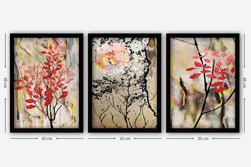 Dekorativ inramad målning 3-Delar 35x45 cm - Flerfärgad - Inredning - Tavlor & posters - Canvastavla