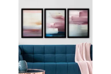 Dekorativ inramad målning 3-Delar 35x45 cm - Flerfärgad - Inredning - Tavlor & posters - Canvastavla
