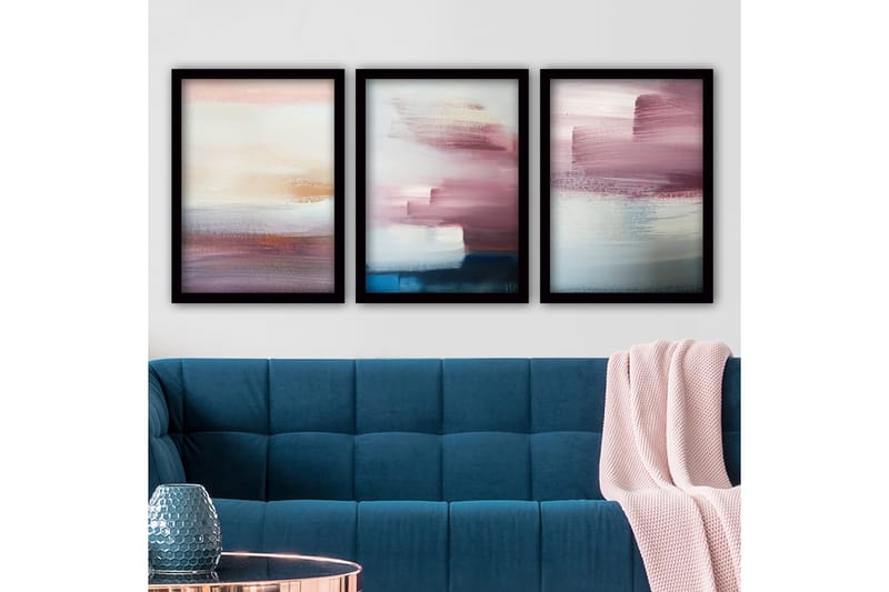 Dekorativ inramad målning 3-Delar 35x45 cm, Flerfärgad