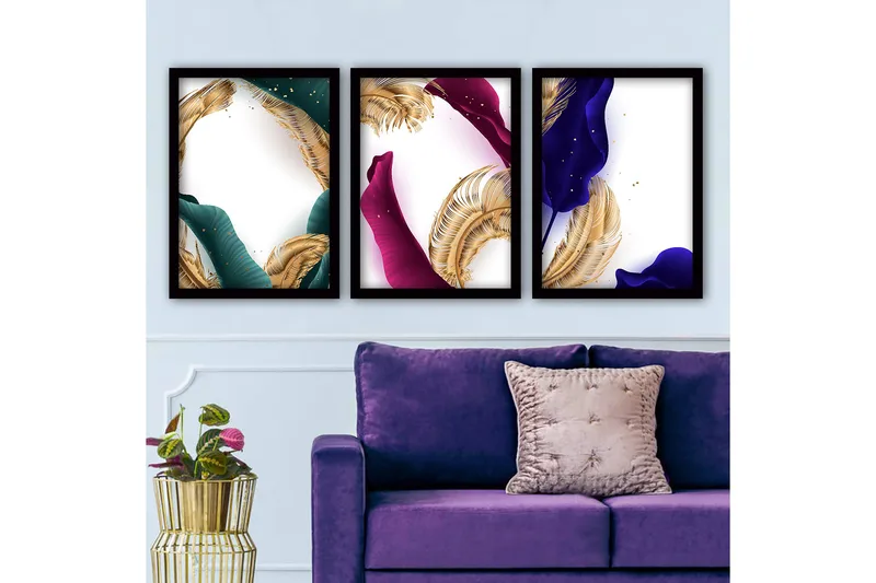 Dekorativ inramad målning 3-Delar 35x45 cm, Flerfärgad