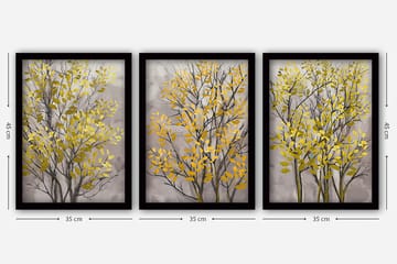 Dekorativ inramad målning 3-Delar 35x45 cm - Flerfärgad - Inredning - Tavlor & posters - Canvastavla