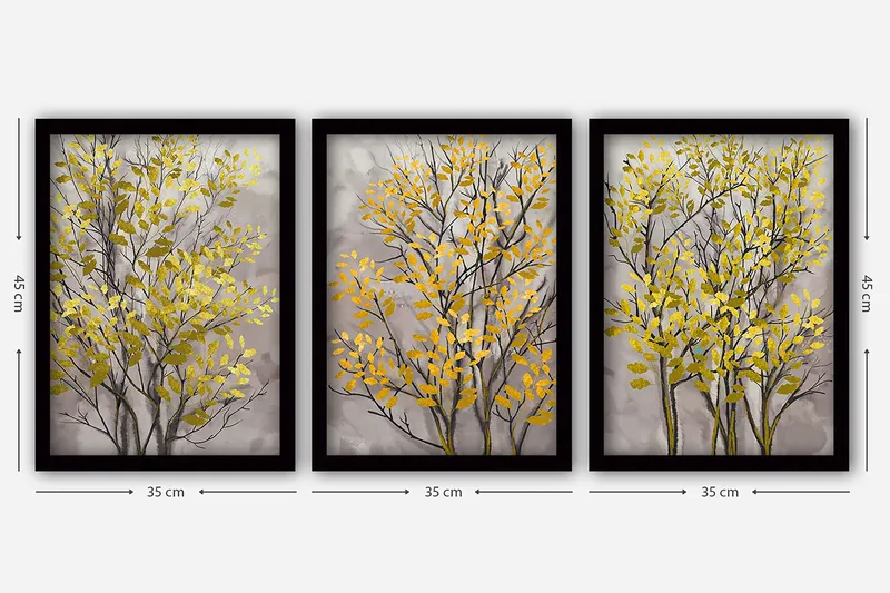 Dekorativ inramad målning 3-Delar 35x45 cm - Flerfärgad - Inredning - Tavlor & posters - Canvastavla