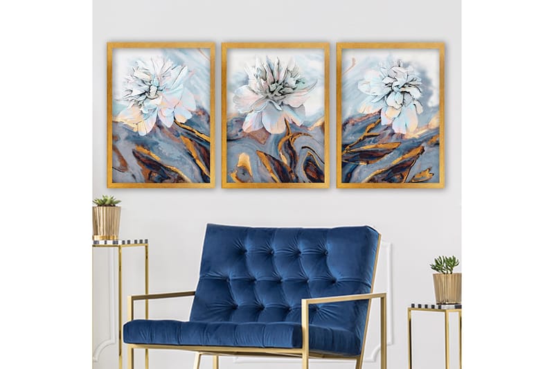 Dekorativ inramad målning 3-Delar 35x45 cm, Flerfärgad