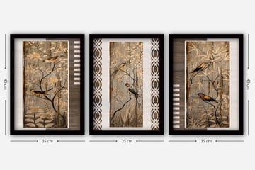 Dekorativ inramad målning 3-Delar 35x45 cm - Flerfärgad - Inredning - Tavlor & posters - Canvastavla