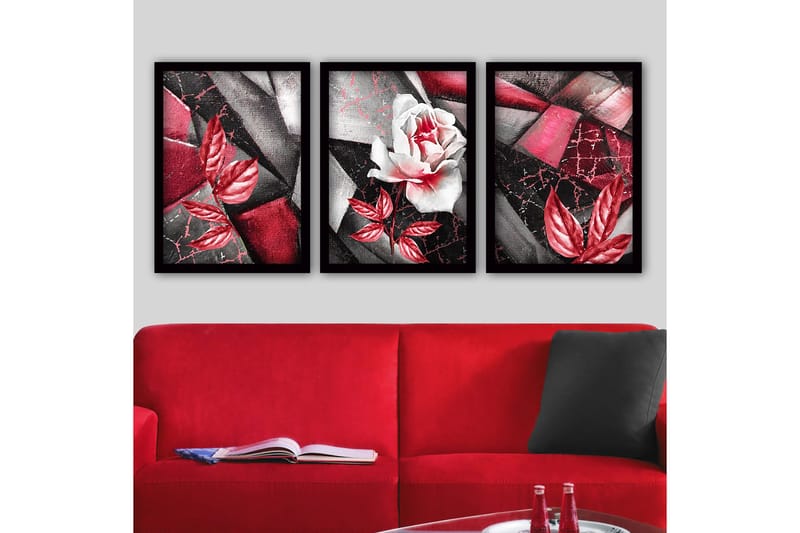 Dekorativ inramad målning 3-Delar 35x45 cm, Flerfärgad