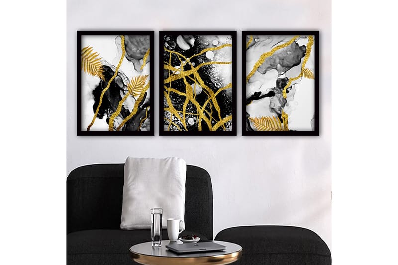 Dekorativ inramad målning 3-Delar 35x45 cm, Flerfärgad