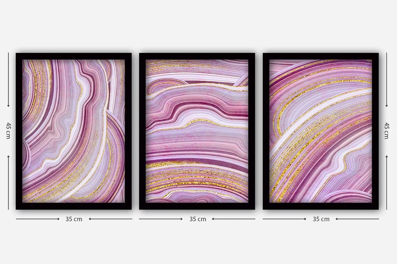 Dekorativ inramad målning 3-Delar 35x45 cm - Flerfärgad - Inredning - Tavlor & posters - Canvastavla