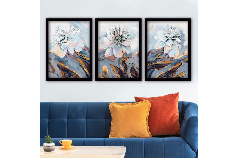 Dekorativ inramad målning 3-Delar 35x45 cm, Flerfärgad