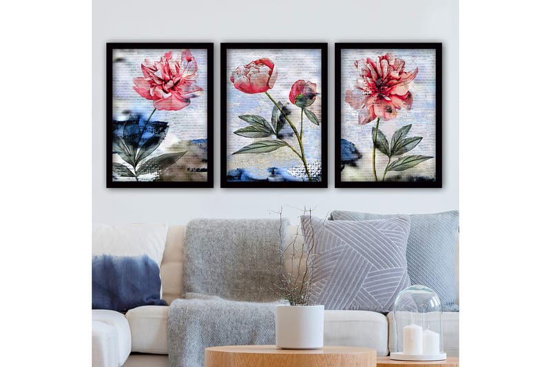 Dekorativ inramad målning 3-Delar 35x45 cm, Flerfärgad