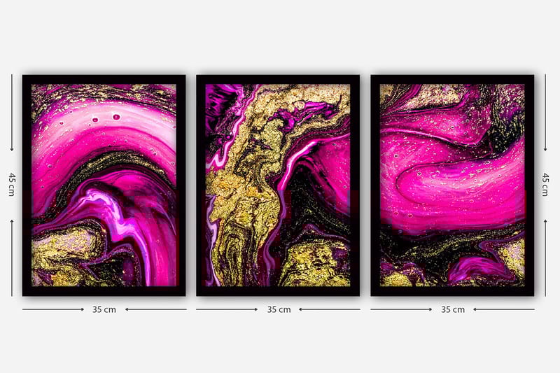 Dekorativ inramad målning 3-Delar 35x45 cm - Flerfärgad - Inredning - Tavlor & posters - Canvastavla