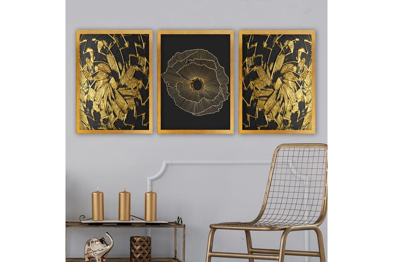 Dekorativ inramad målning 3-Delar 35x45 cm, Flerfärgad