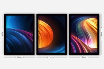 Dekorativ inramad målning 3-Delar 35x45 cm - Flerfärgad - Inredning - Tavlor & posters - Canvastavla