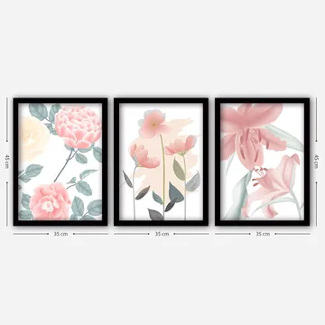 Dekorativ inramad målning 3-Delar 35x45 cm - Flerfärgad - Inredning - Tavlor & posters - Canvastavla