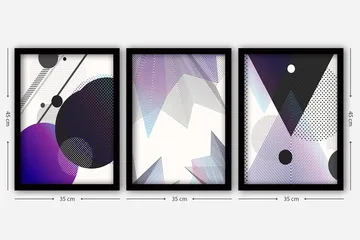 Dekorativ inramad målning 3-Delar 35x45 cm - Flerfärgad - Inredning - Tavlor & posters - Canvastavla