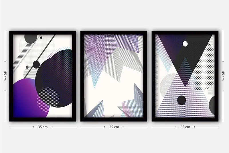 Dekorativ inramad målning 3-Delar 35x45 cm - Flerfärgad - Inredning - Tavlor & posters - Canvastavla