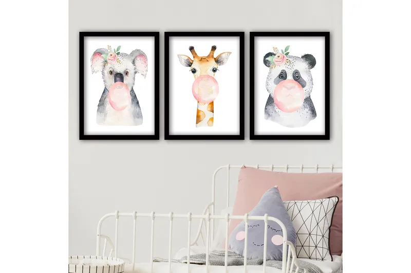 Dekorativ inramad målning 3-Delar 35x45 cm, Flerfärgad