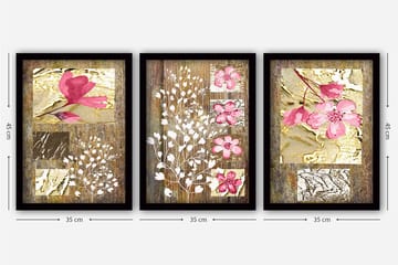 Dekorativ inramad målning 3-Delar 35x45 cm - Flerfärgad - Inredning - Tavlor & posters - Canvastavla