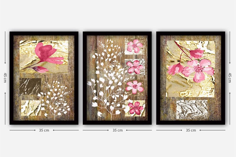 Dekorativ inramad målning 3-Delar 35x45 cm - Flerfärgad - Inredning - Tavlor & posters - Canvastavla