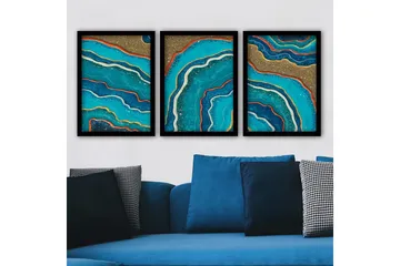 Dekorativ inramad målning 3-Delar 35x45 cm - Flerfärgad - Inredning - Tavlor & posters - Canvastavla