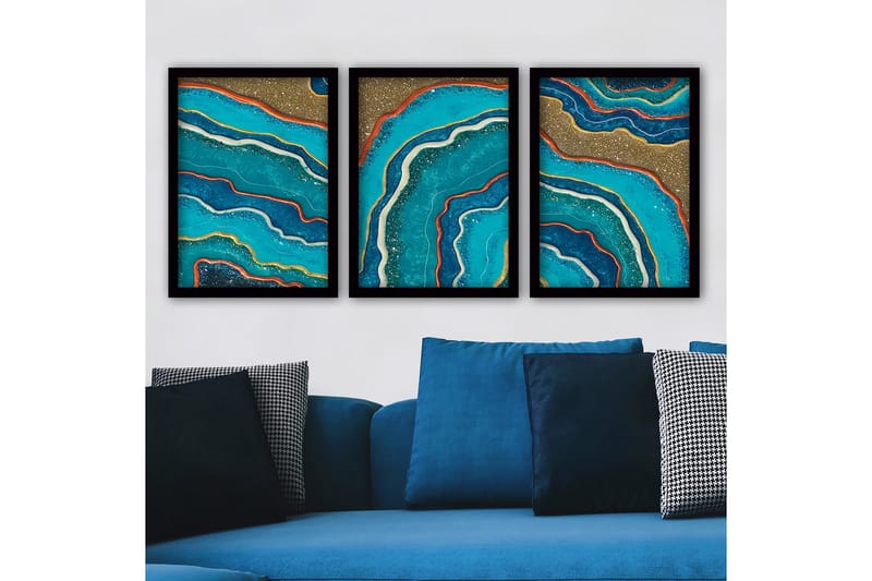 Dekorativ inramad målning 3-Delar 35x45 cm, Flerfärgad