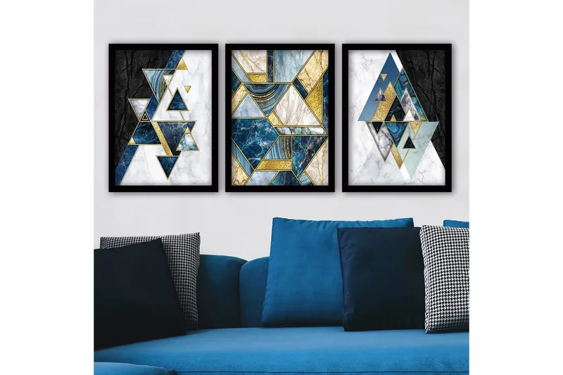 Dekorativ inramad målning 3-Delar 35x45 cm, Flerfärgad