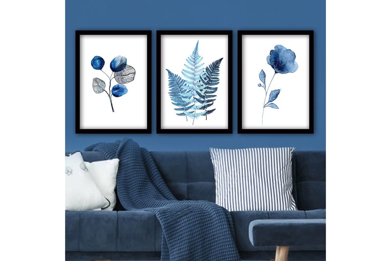 Dekorativ inramad målning 3-Delar 35x45 cm, Flerfärgad