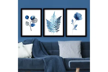 Dekorativ inramad målning 3-Delar 35x45 cm - Flerfärgad - Inredning - Tavlor & posters - Canvastavla