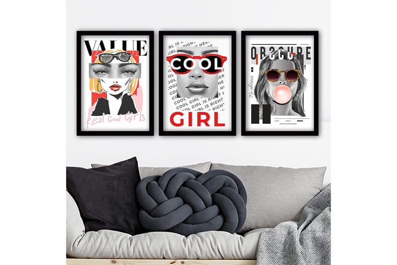 Dekorativ inramad målning 3-Delar 35x45 cm, Flerfärgad