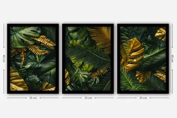 Dekorativ inramad målning 3-Delar 35x45 cm - Flerfärgad - Inredning - Tavlor & posters - Canvastavla