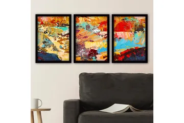 Dekorativ inramad målning 3-Delar 35x45 cm - Flerfärgad - Inredning - Tavlor & posters - Canvastavla