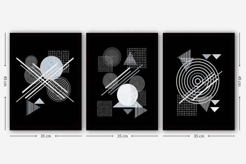 Dekorativ inramad målning 3-Delar 35x45 cm - Flerfärgad - Inredning - Tavlor & posters - Canvastavla
