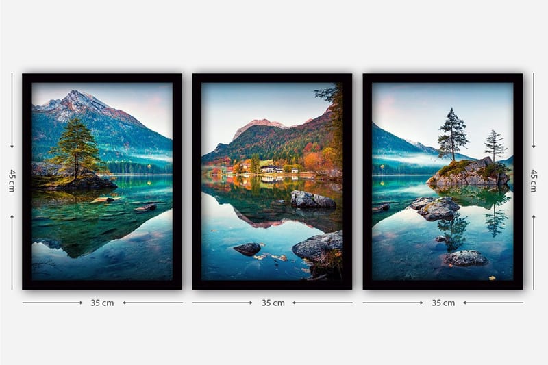 Dekorativ inramad målning 3-Delar 35x45 cm - Flerfärgad - Inredning - Tavlor & posters - Canvastavla