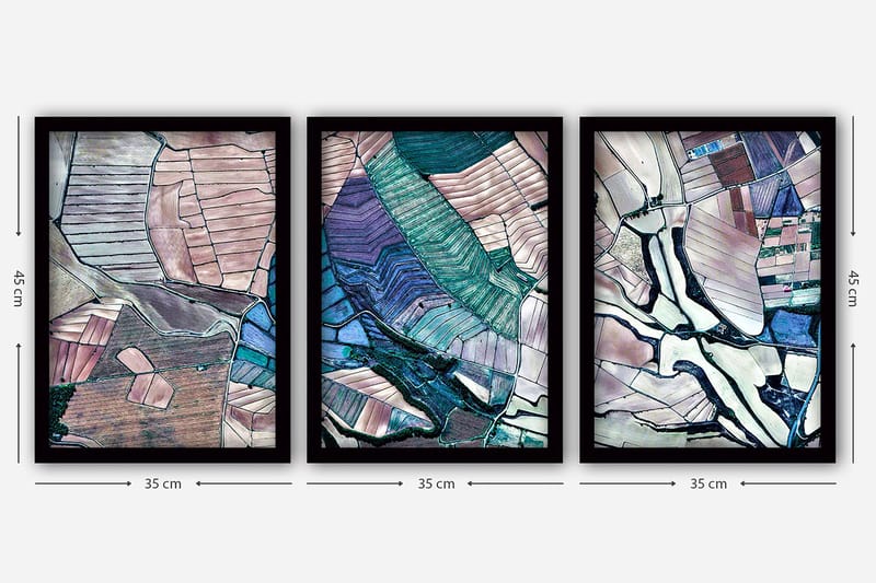 Dekorativ inramad målning 3-Delar 35x45 cm - Flerfärgad - Inredning - Tavlor & posters - Canvastavla