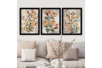 Dekorativ inramad målning 3-Delar 35x45 cm - Flerfärgad - Inredning - Tavlor & posters - Canvastavla