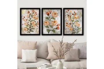 Dekorativ inramad målning 3-Delar 35x45 cm - Flerfärgad - Inredning - Tavlor & posters - Canvastavla