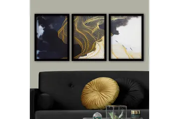 Dekorativ inramad målning 3-Delar 35x45 cm - Flerfärgad - Inredning - Tavlor & posters - Canvastavla