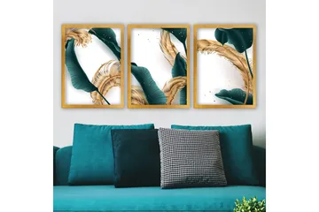 Dekorativ inramad målning 3-Delar 35x45 cm - Flerfärgad - Inredning - Tavlor & posters - Canvastavla