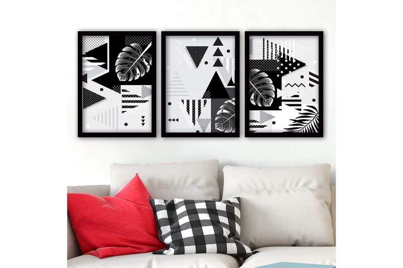 Dekorativ inramad målning 3-Delar 35x45 cm, Flerfärgad