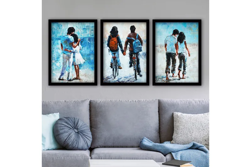 Dekorativ inramad målning 3-Delar 35x45 cm, Flerfärgad