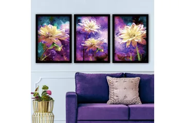 Dekorativ inramad målning 3-Delar 35x45 cm - Flerfärgad - Inredning - Tavlor & posters - Canvastavla