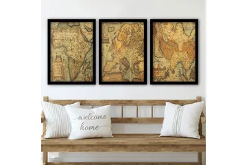 Dekorativ inramad målning 3-Delar 35x45 cm - Flerfärgad - Inredning - Tavlor & posters - Canvastavla