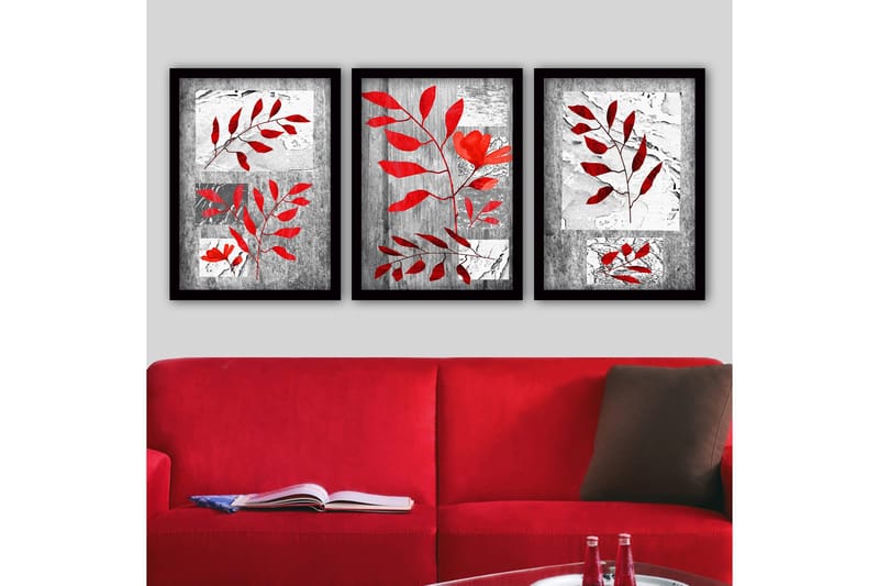 Dekorativ inramad målning 3-Delar 35x45 cm, Flerfärgad