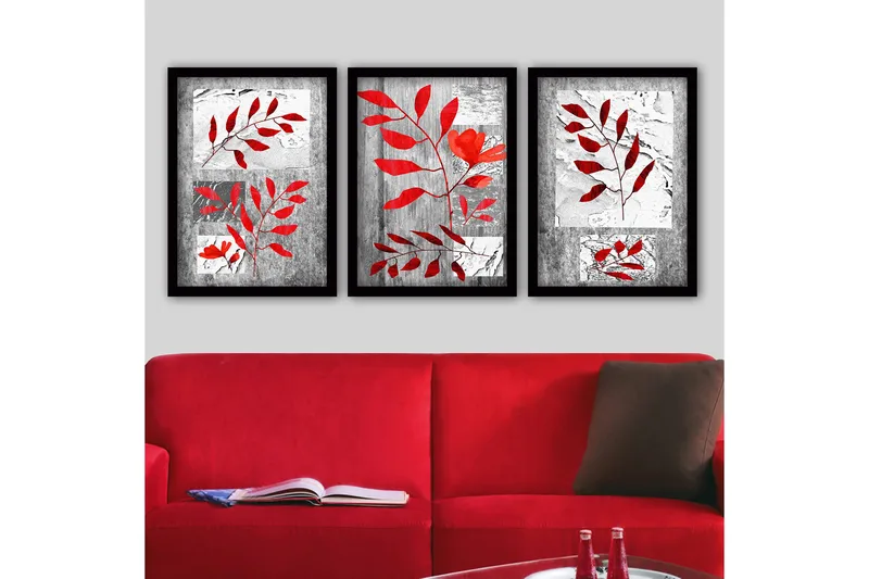 Dekorativ inramad målning 3-Delar 35x45 cm, Flerfärgad