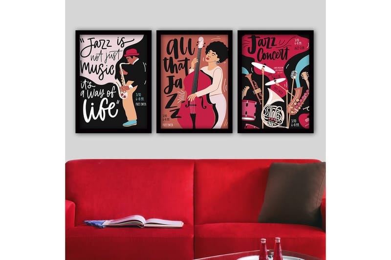 Dekorativ inramad målning 3-Delar 35x45 cm, Flerfärgad