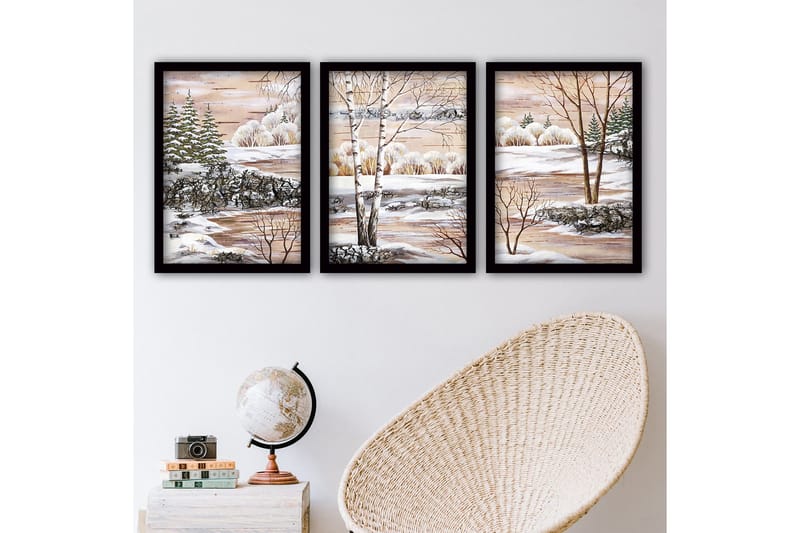 Dekorativ inramad målning 3-Delar 35x45 cm, Flerfärgad