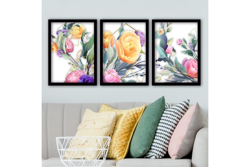 Dekorativ inramad målning 3-Delar 35x45 cm, Flerfärgad
