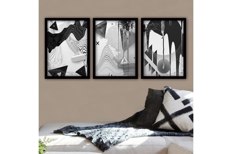 Dekorativ inramad målning 3-Delar 35x45 cm, Flerfärgad