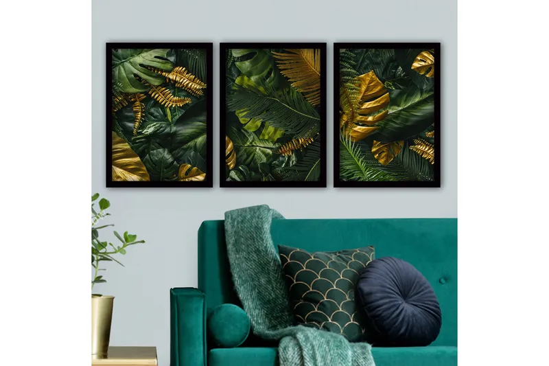 Dekorativ inramad målning 3-Delar 35x45 cm, Flerfärgad