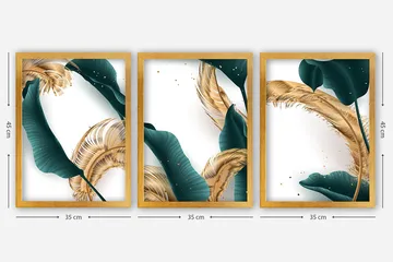 Dekorativ inramad målning 3-Delar 35x45 cm - Flerfärgad - Inredning - Tavlor & posters - Canvastavla