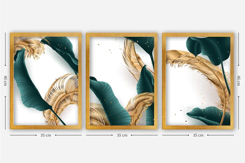 Dekorativ inramad målning 3-Delar 35x45 cm - Flerfärgad - Inredning - Tavlor & posters - Canvastavla